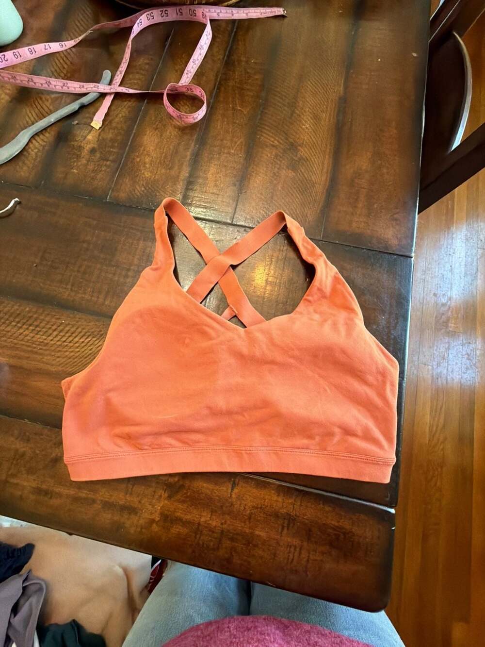 prAna Women's Coral Orange Criss Cross Back Athletic Sports Bra Size Medium